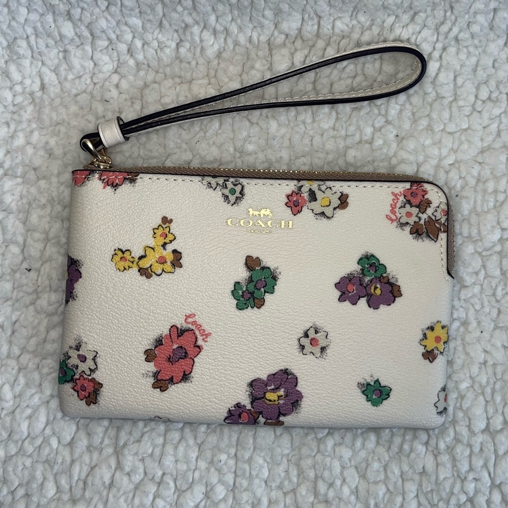 Coach Floral Leather Wristlet NWT
